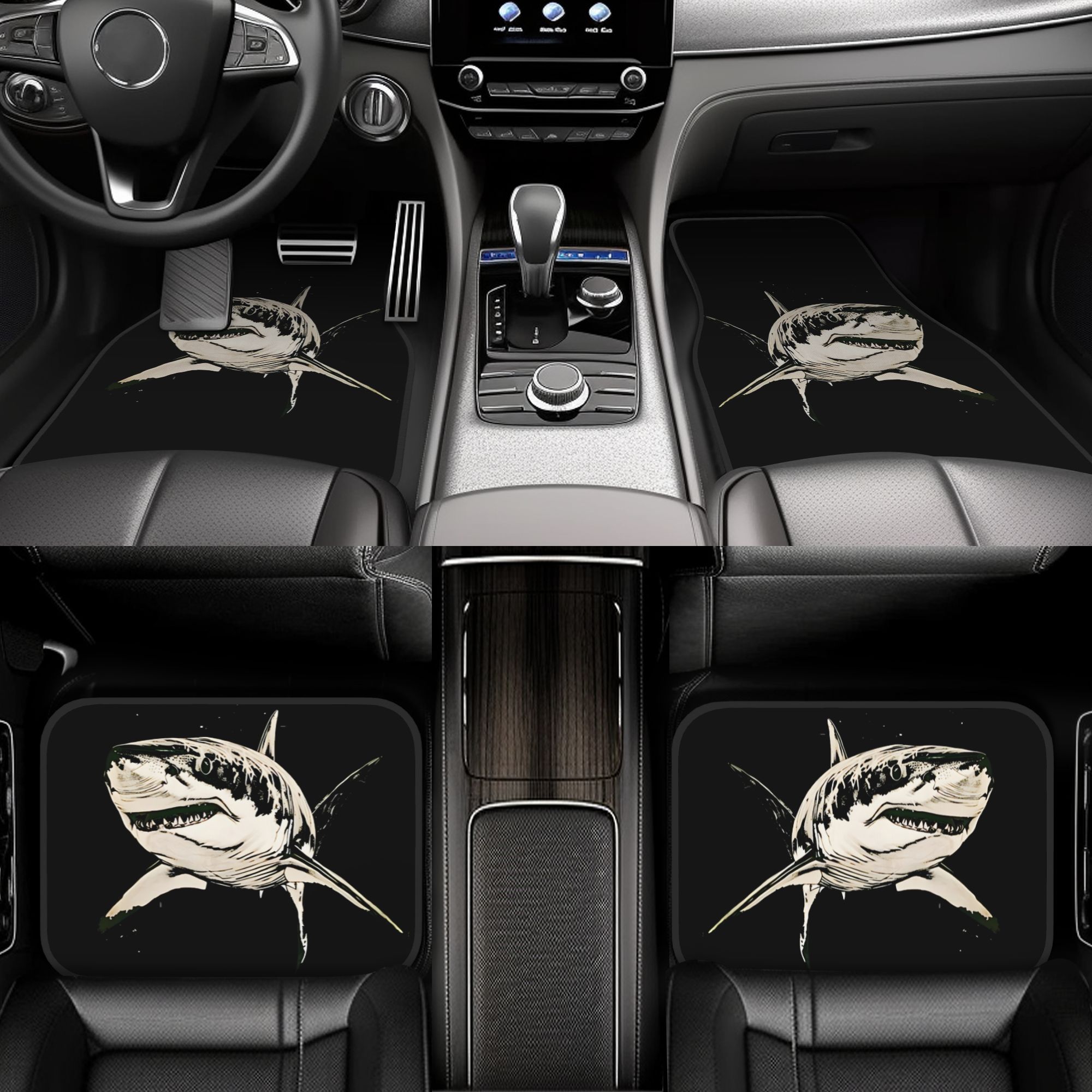 Interior Design Sketch - 4pcs Retro Sketch Shark Car Floor