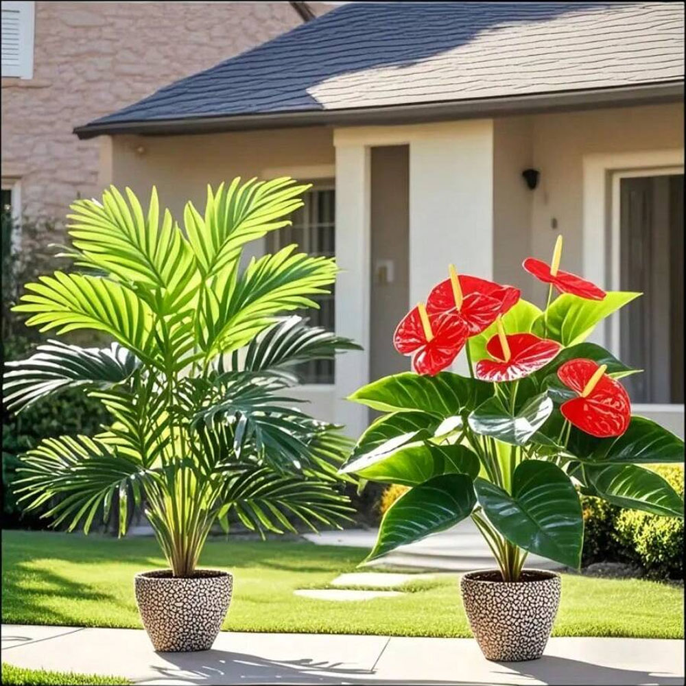 Interior Design Office - 2sets Large Artificial Palm Plants and