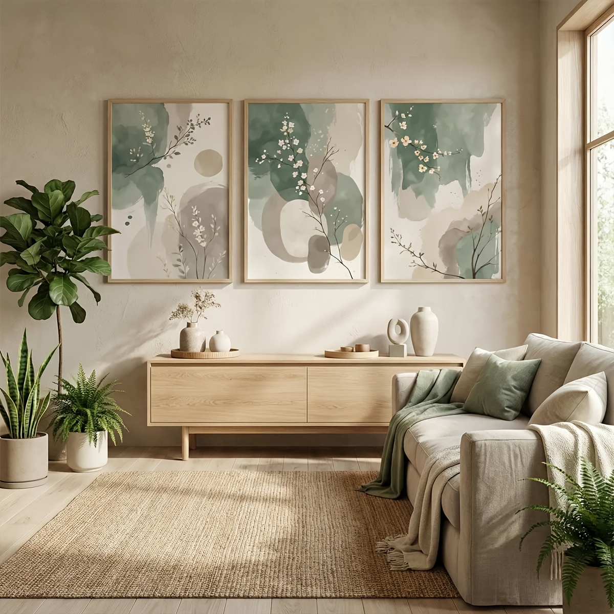 3pcs Japanese-Style Plant Canv - Interior Design Office 评论和价格