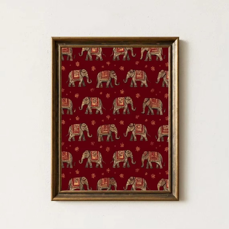 Indian Elephant Pattern Print, - Interior Design Studio 评论和价格