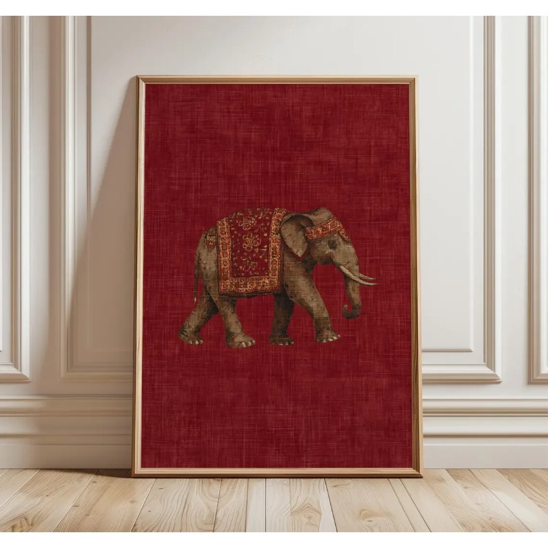 Indian Elephant Pattern Print, - Interior Design Studio 评论和价格