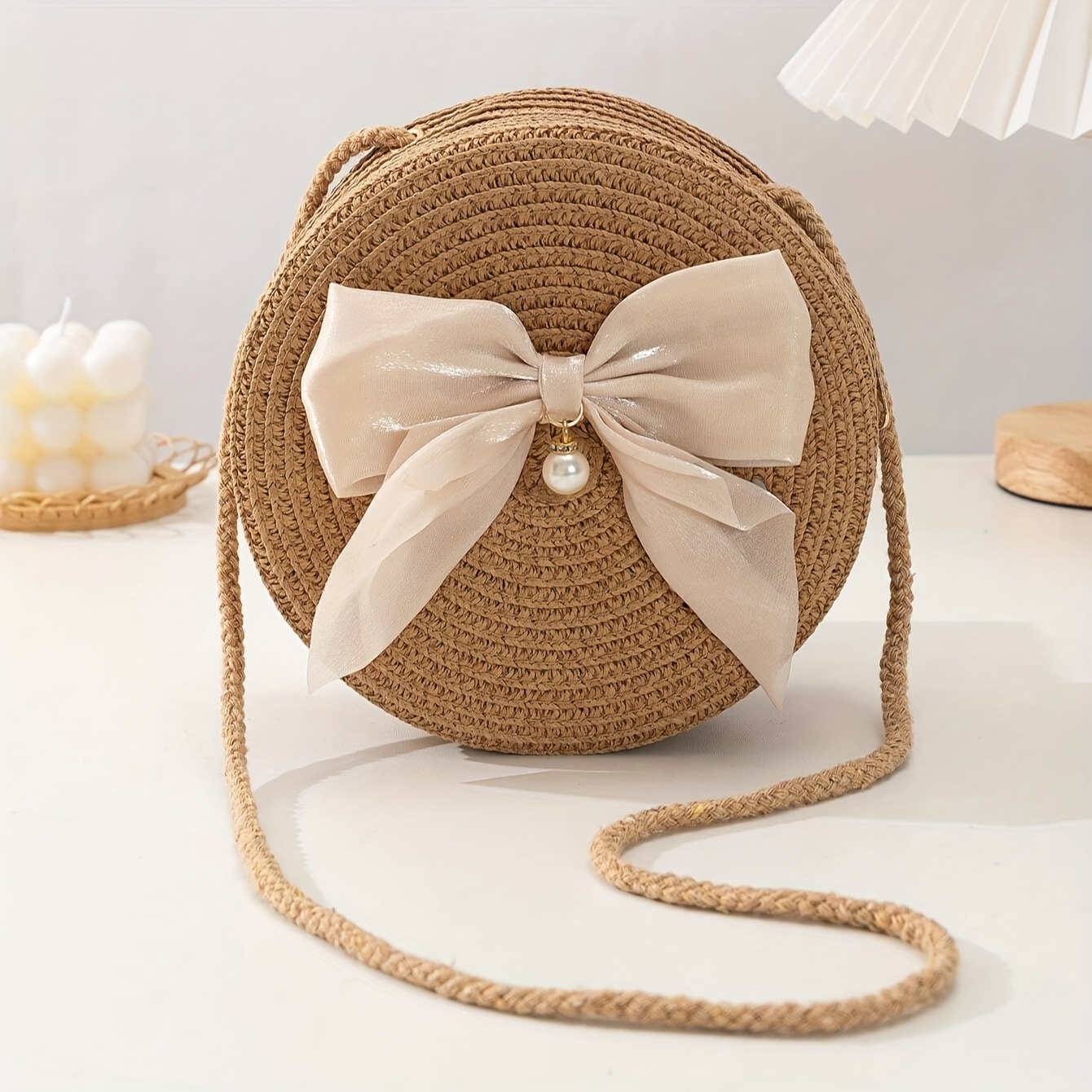 Elegant Round Straw Crossbody  - Interior Design Style 评论和价格