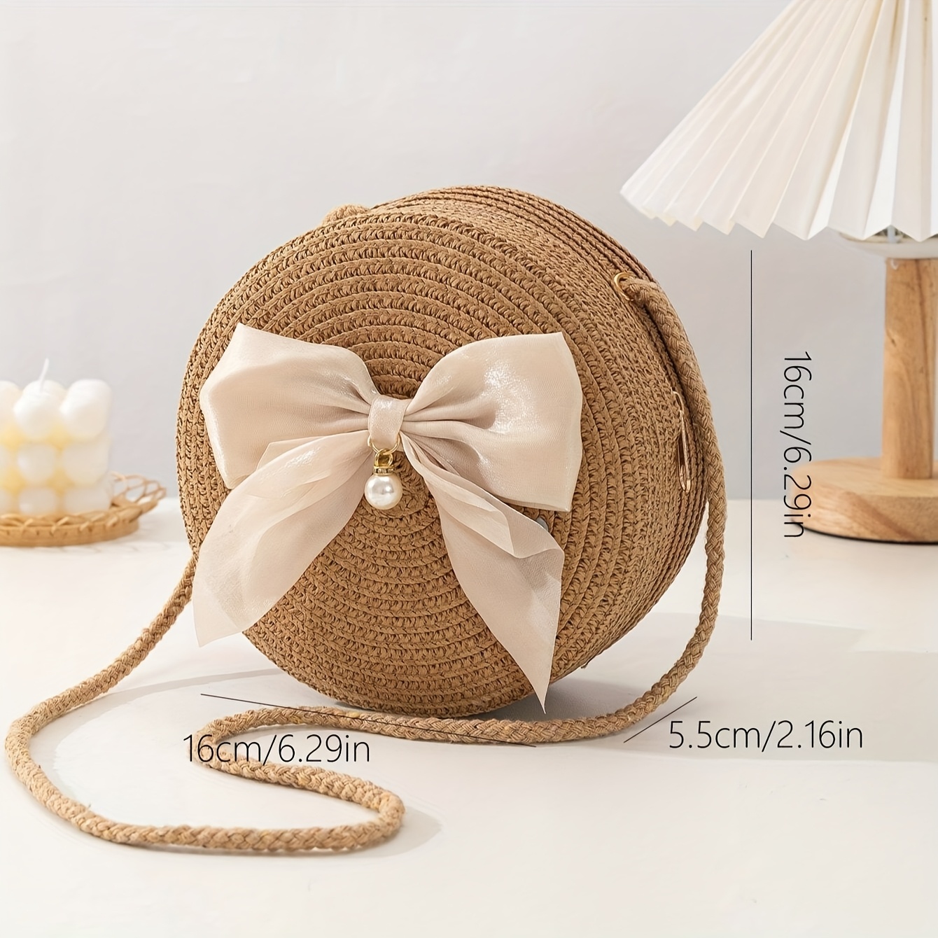 Elegant Round Straw Crossbody  - Interior Design Style 评论和价格