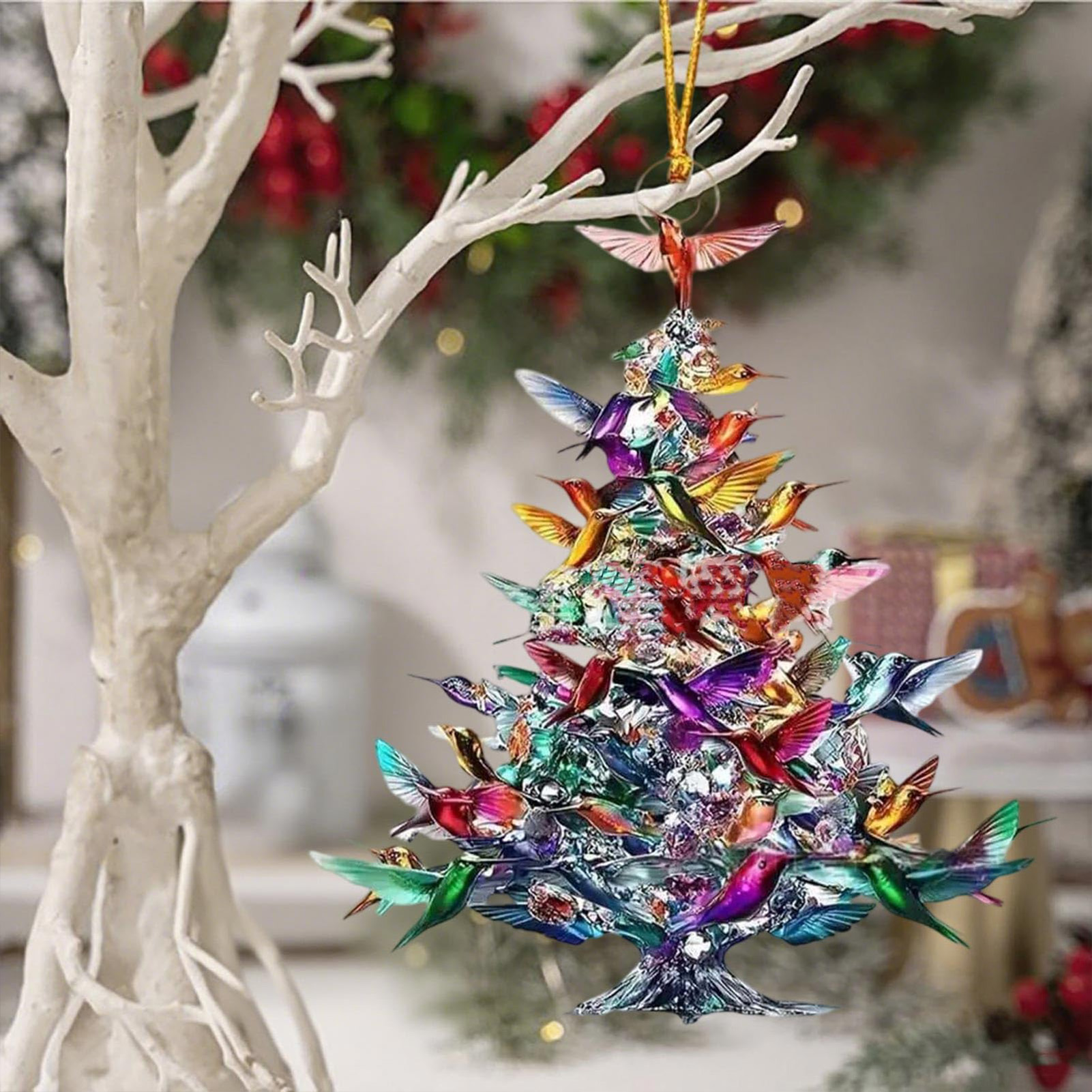 8cm 2D Acrylic Bird Ornaments  - Interior Design Xmas 评论和价格