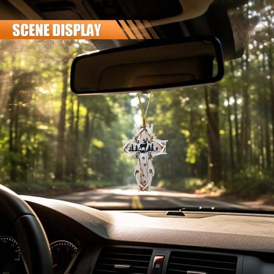 Deer Antler Cross Car Rearview - Interior Design Style 评论和价格