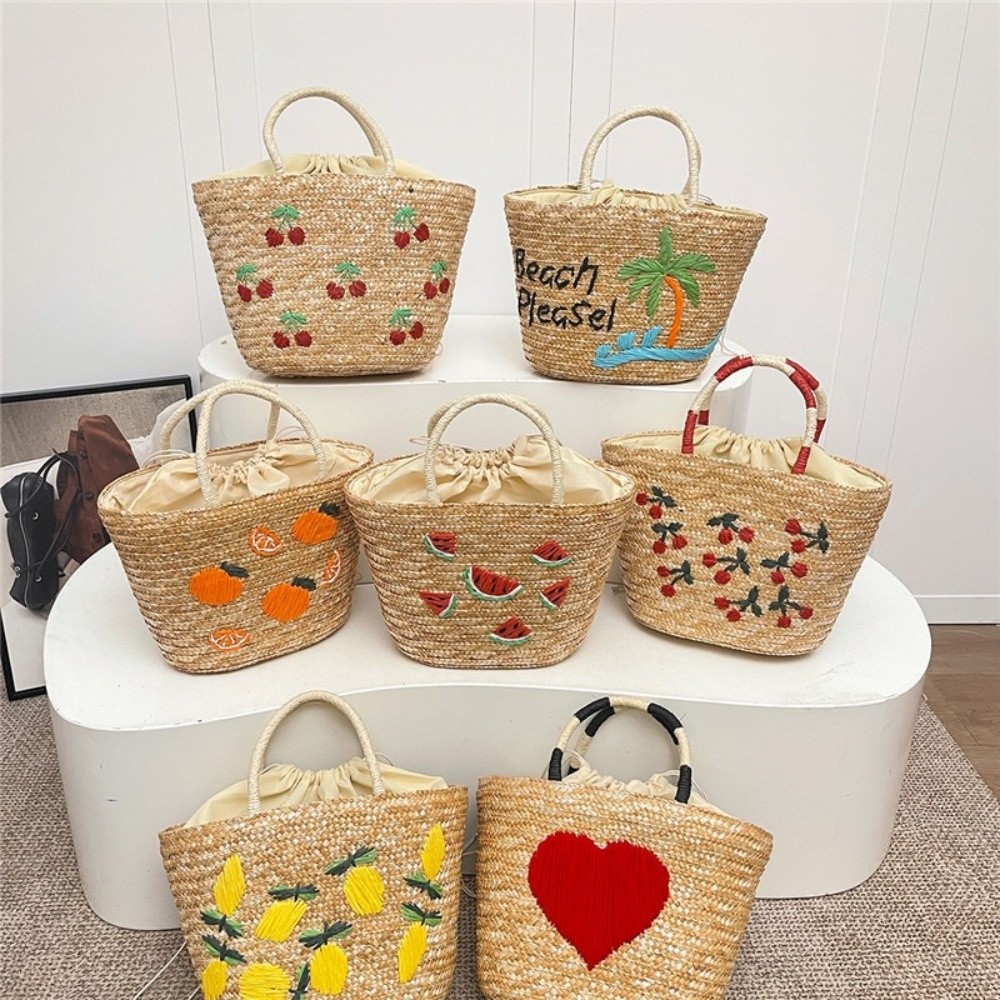 Embroidery String Straw Tote B - Interior Design Style 评论和价格