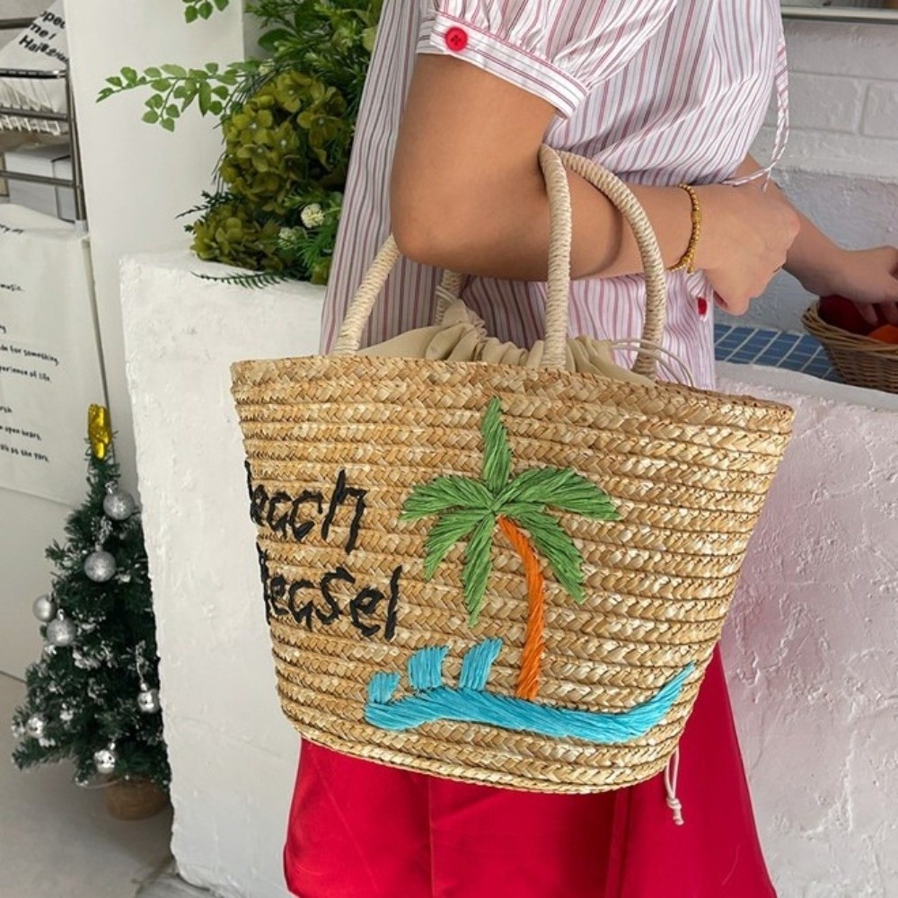 Embroidery String Straw Tote B - Interior Design Style 评论和价格