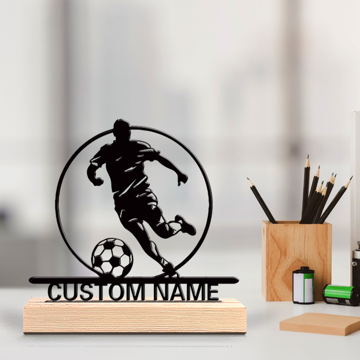 Custom Soccer Player Metal Sta - Interior Design Office 评论和价格