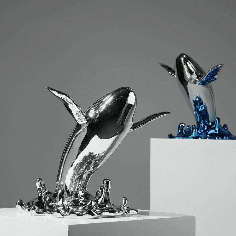 Creative Jumping Whale Sculptu - Interior Design Xmas 评论和价格
